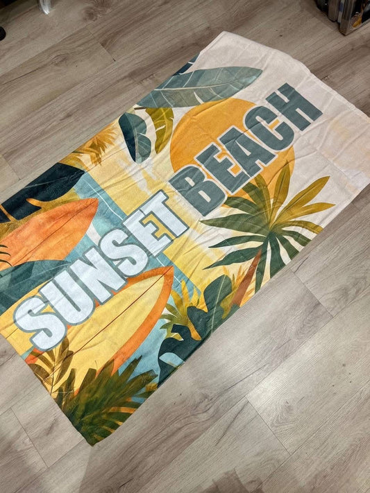 Sunset beach Microfiber Beach Towel