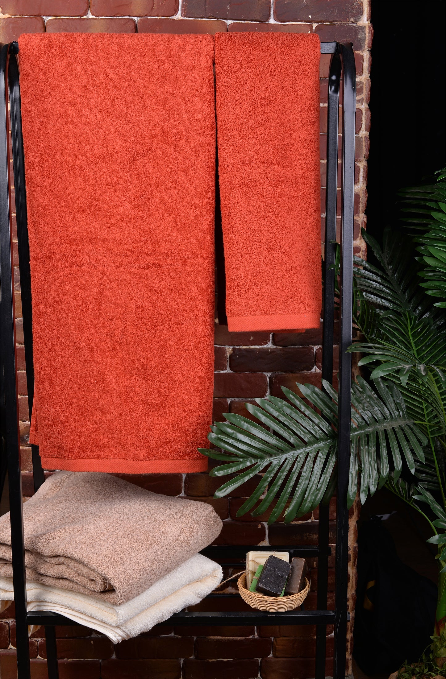 Brick Color Plain Towels