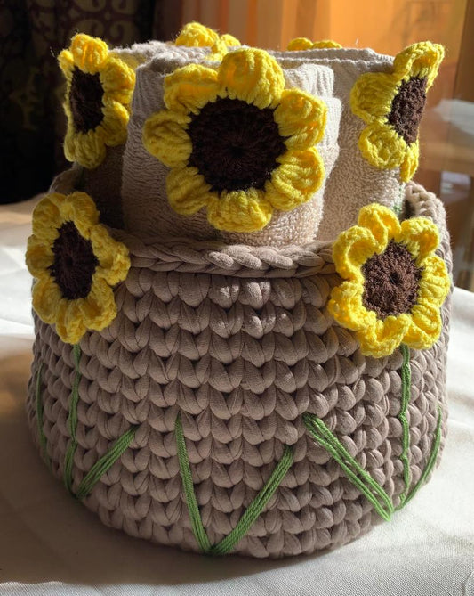 Sunflower Guest Towels Basket Set