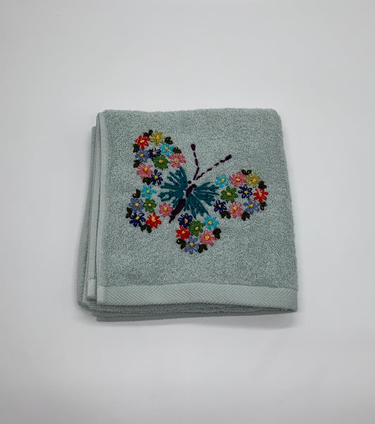 Butterfly Hand Embroidery Face Towel