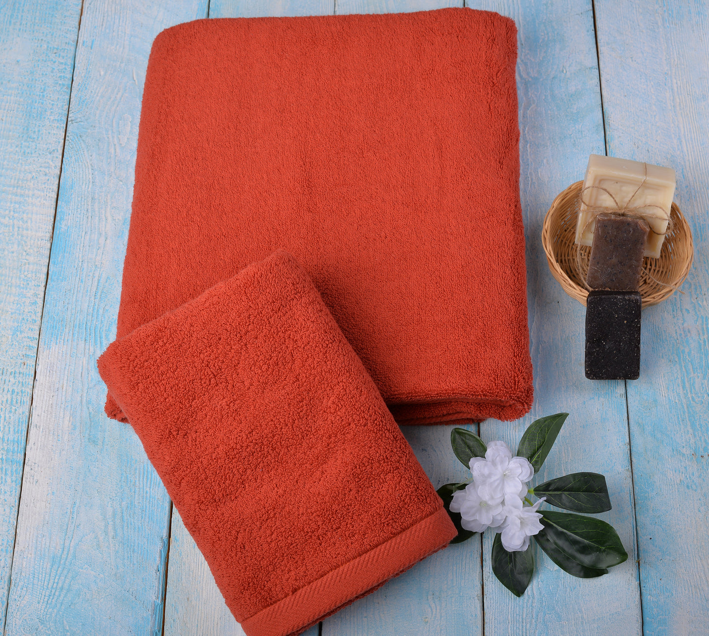 Brick Color Plain Towels