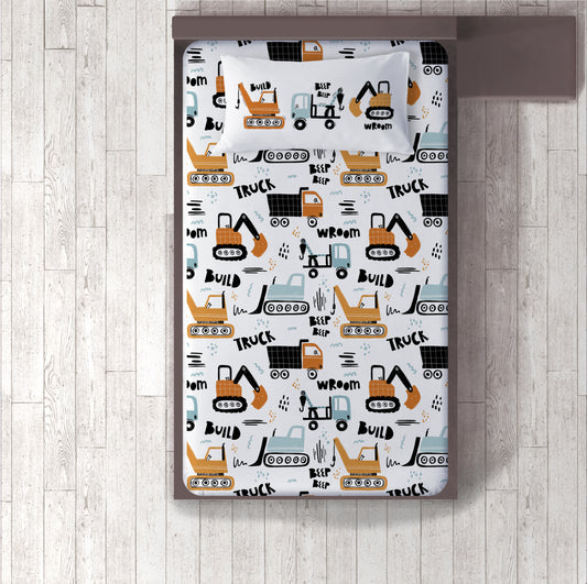 Building Trucks Bed Sheet Set