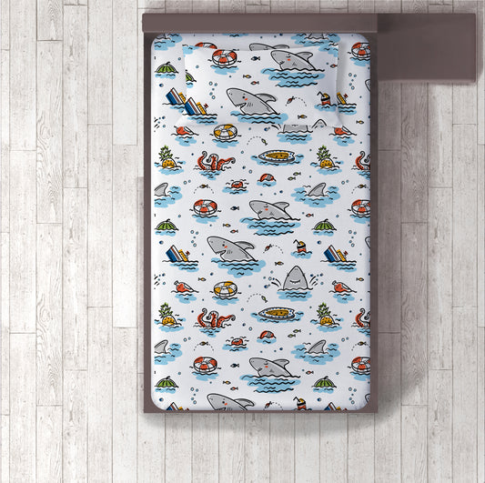 Cute Sharks Bed Sheet Set